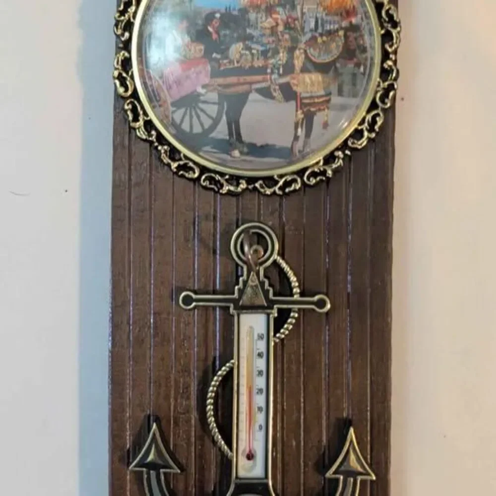 Vtg 1970s Souvenir Wooden Wall Plaque Anchor Therm Key Hooks Nautical Kitsch